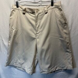 Under Armour Men's Athletic or Golf Performance Shorts Off White Wicking Sz 34R